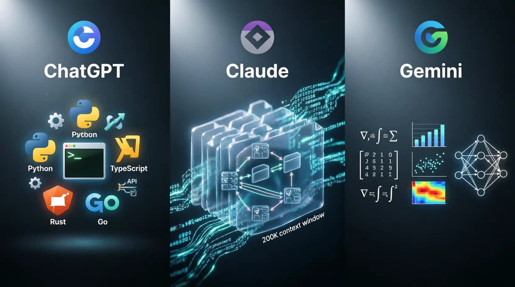 مقارنة مساعدي البرمجة بالذكاء الاصطناعي — Claude للكودبيس الضخمة، ChatGPT للتعدد، Gemini للخوارزميات