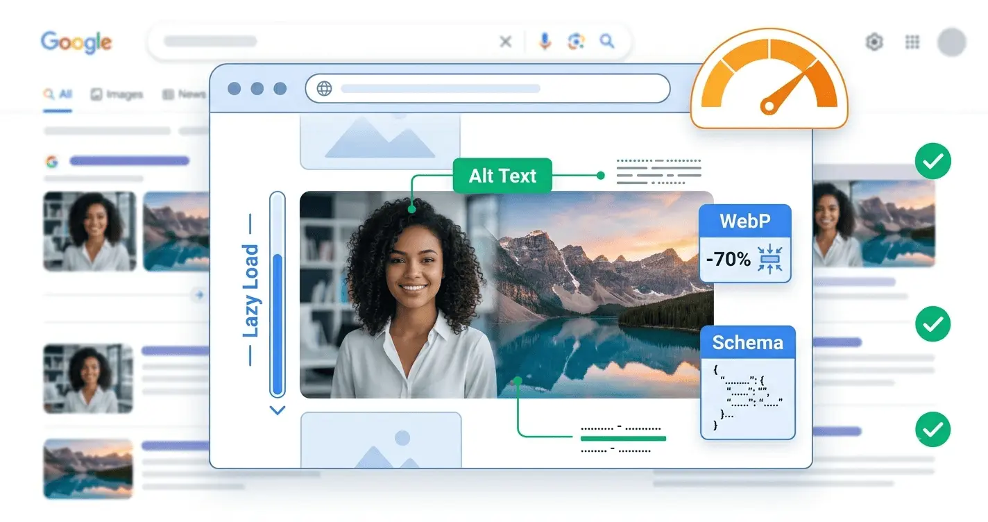 تحسين محركات البحث للصور المدمجة - النص البديل، صيغة WebP، التحميل الكسول، ترميز المخطط